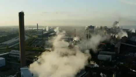 Drone Shot Rising Up Steel Manufacturing Plant In Port Talbot 01