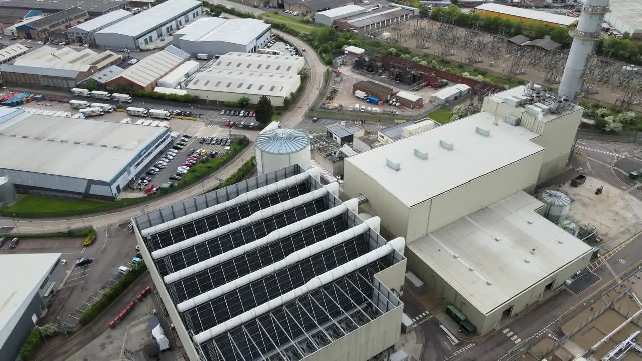 Enfield Power station Brimsdown UK Aerial overhead footage