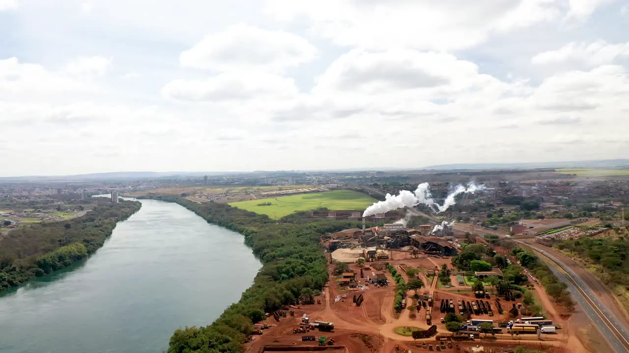 Aerial view on biofuel sugarcane and ethanol factory-3