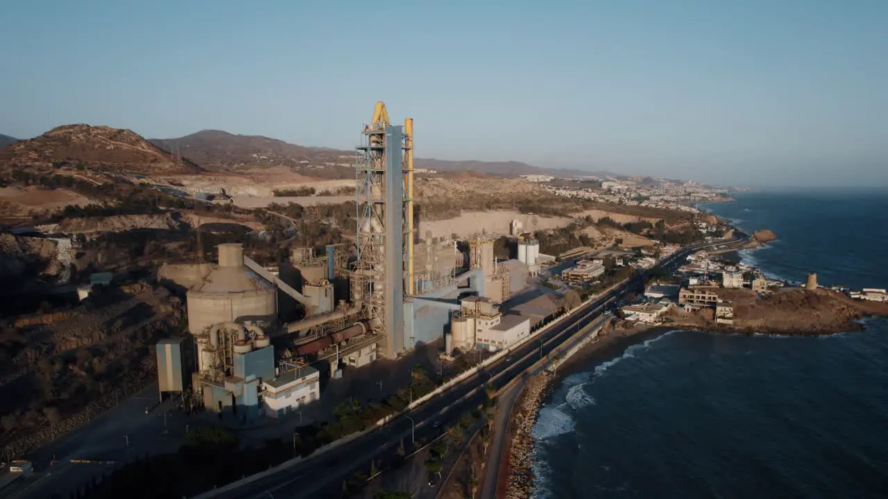 Industrial Factory Drone Orbit off the coast of Malaga