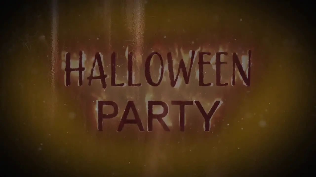 Animation of burning halloween party on brown background