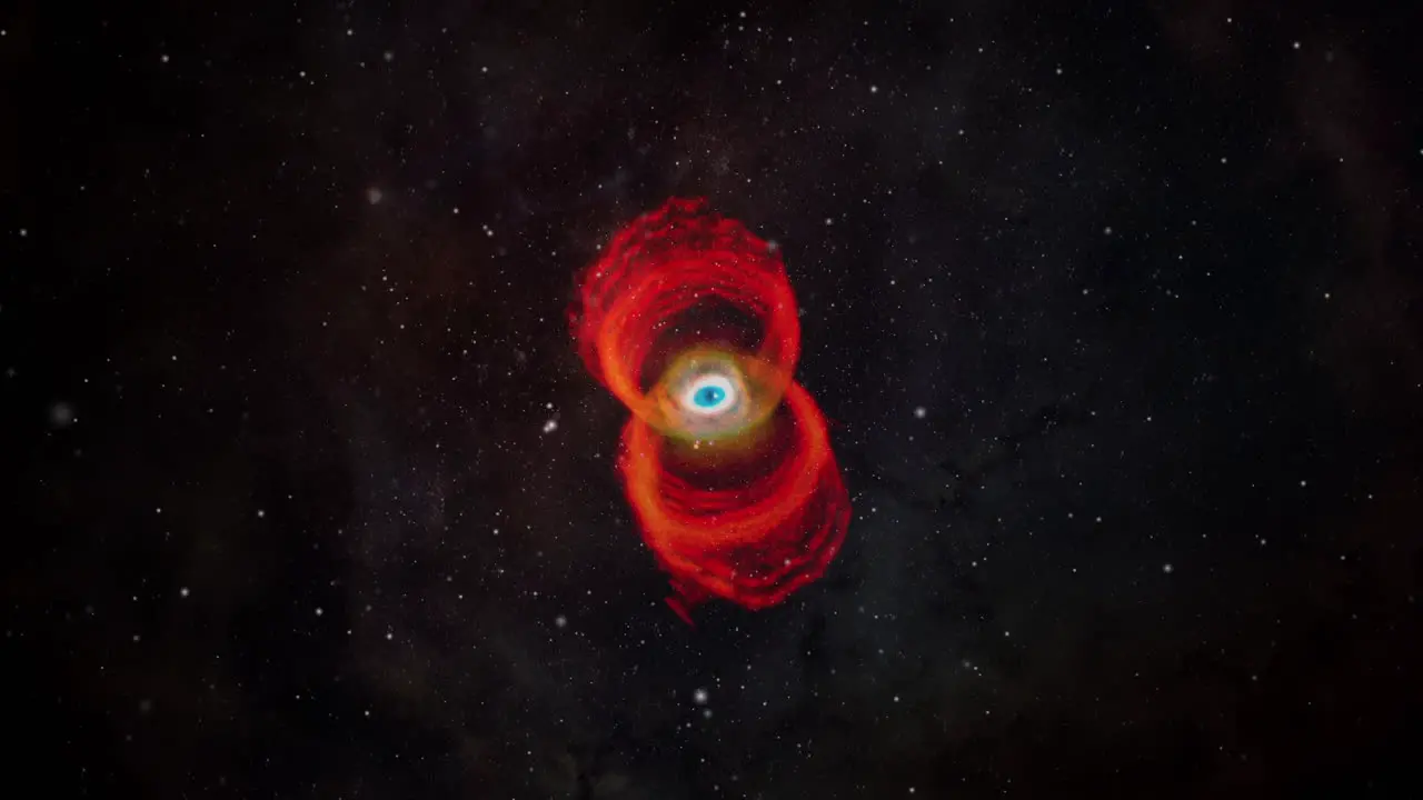 Fly towards the Hourglass Nebula in the southern constellation of Musca