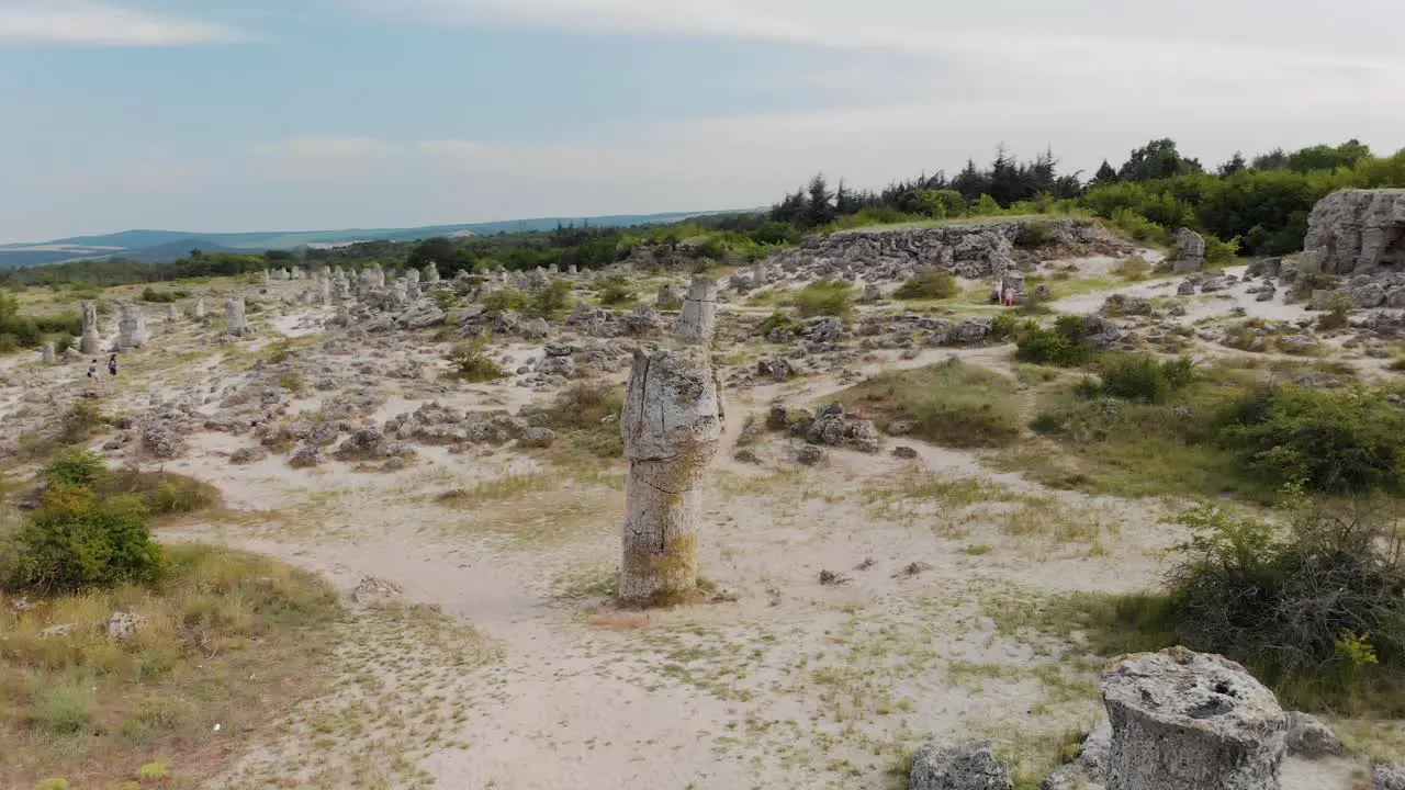 Aerial parallax shot of ancient ruins Bulgaria