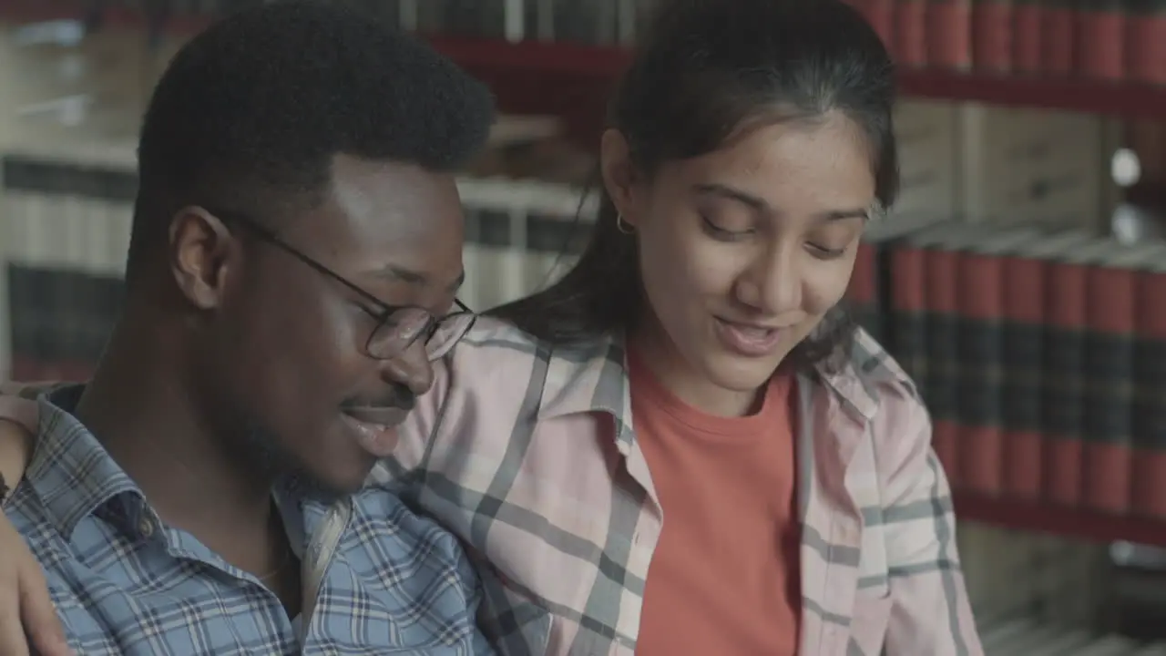 Pretty Girl And Handsome Black Boy Studying In The Library 2