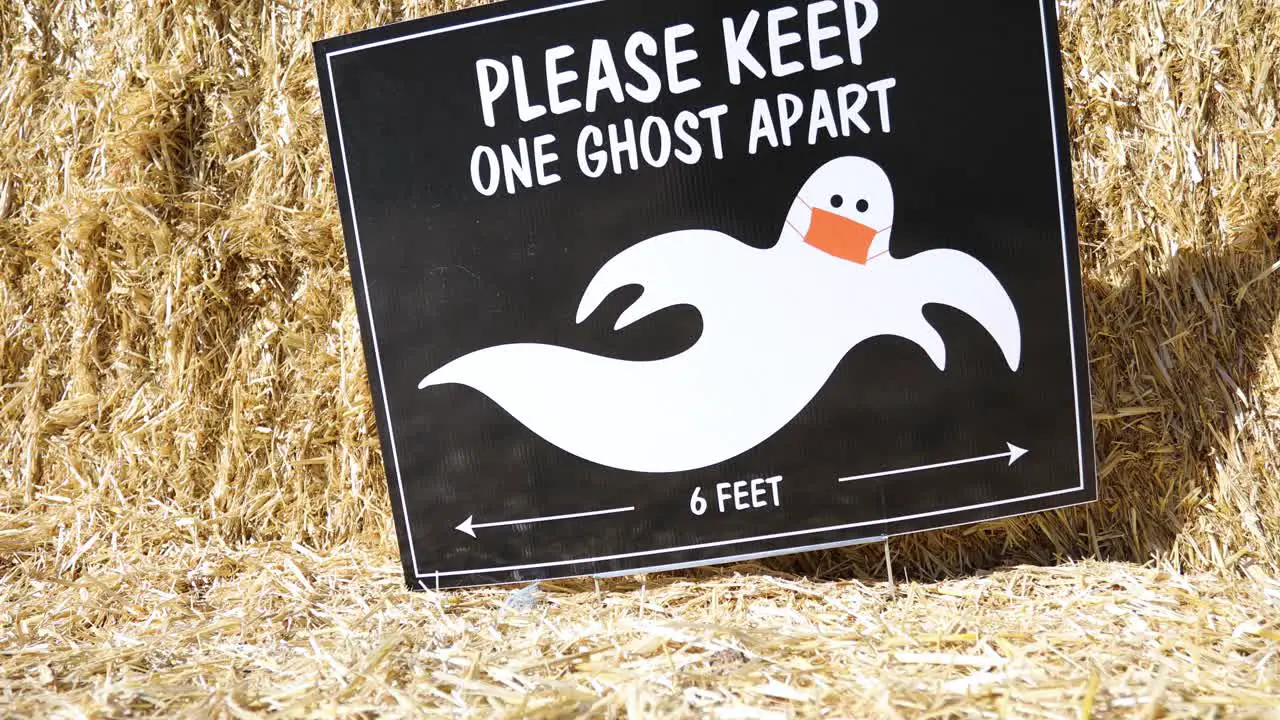 Six Feet Apart Concept Halloween Social Distancing Decoration Sign during Coronavirus Tilt-up