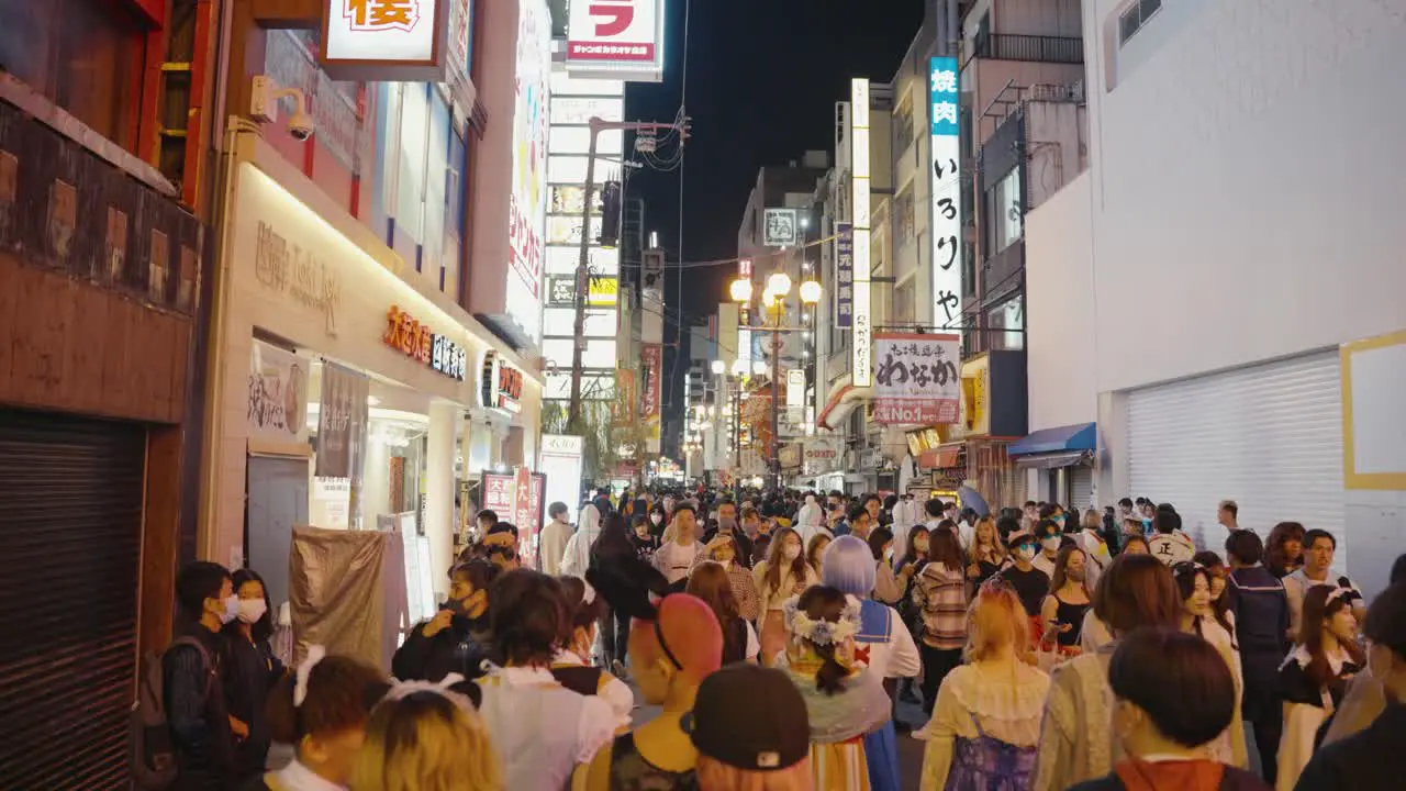 Walking through Streets of Shibuya during Halloween Street Party