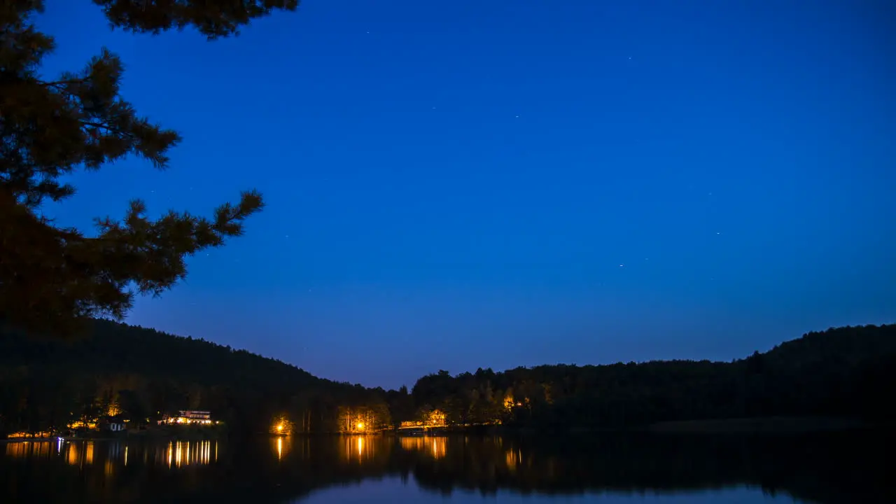 Day to Night Time-Lapse Lake and Stars