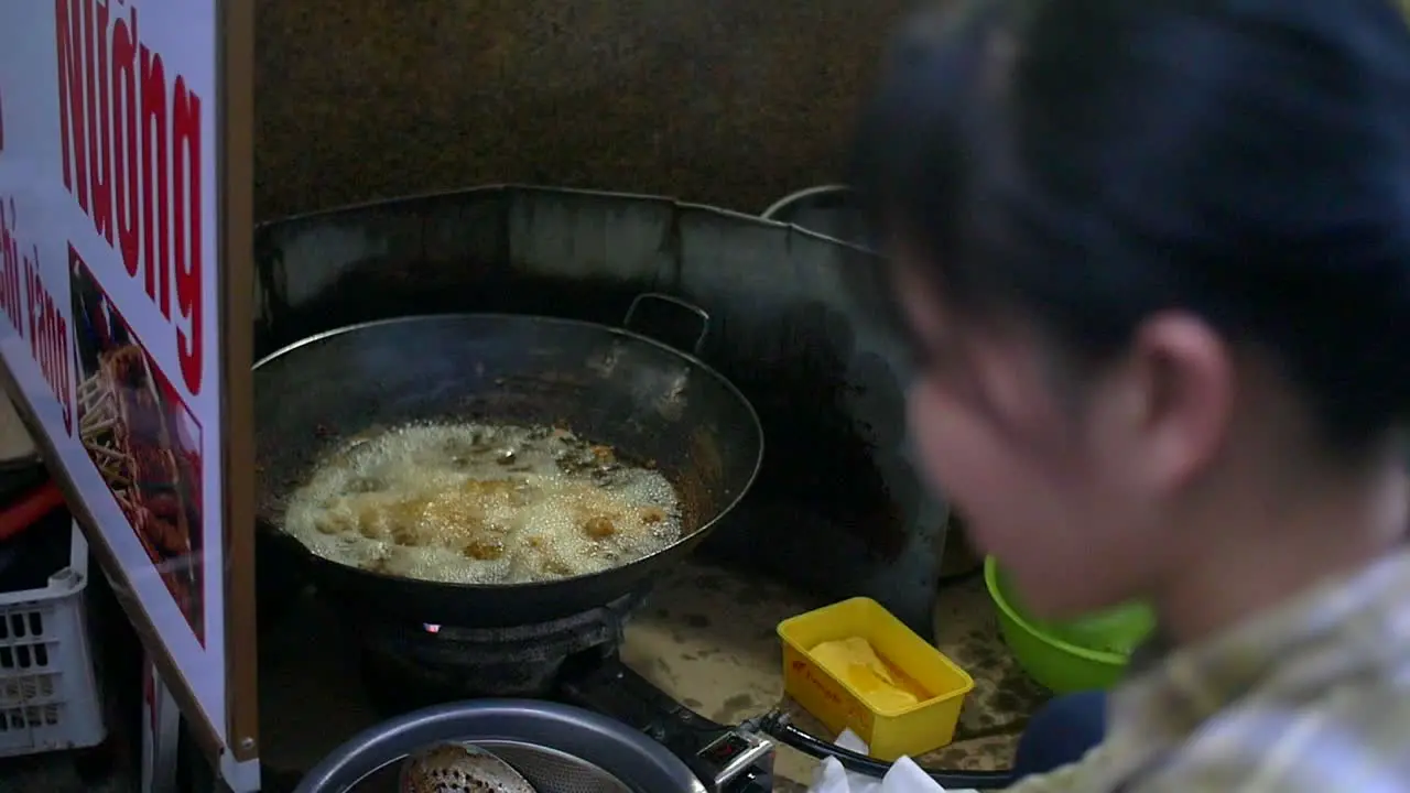 Vietnamese Lady Cooking Street Food