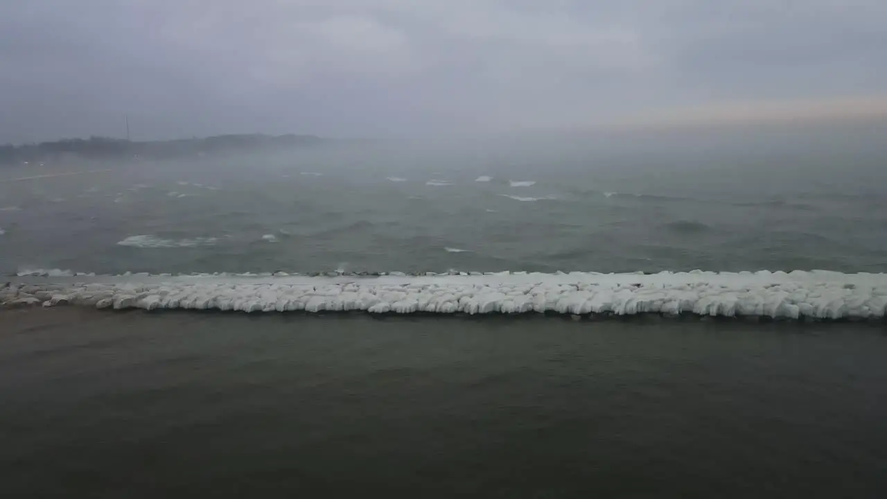 Snow melting during a Mid Winter Heat Wave on the shores of Lake Michigan