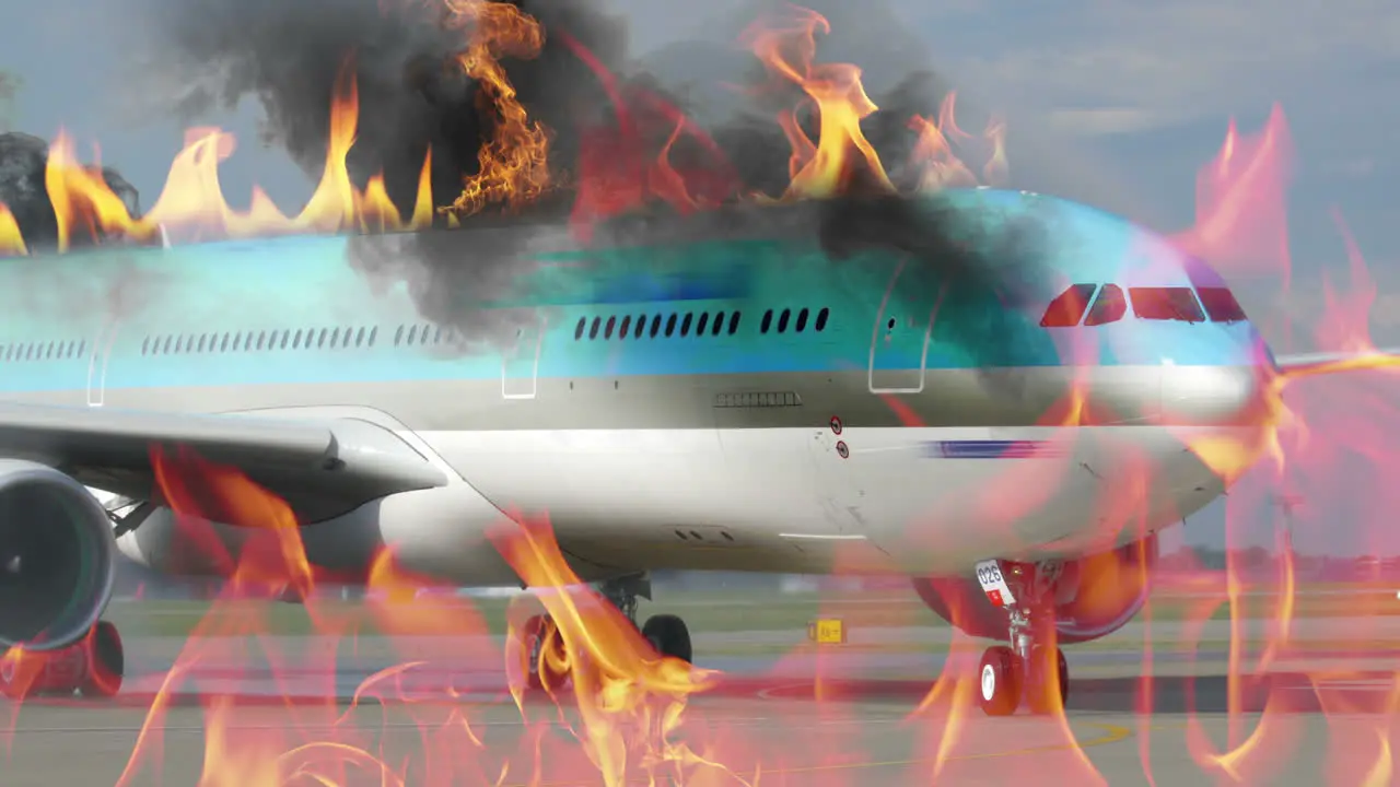 Engine fighting the airplane fire