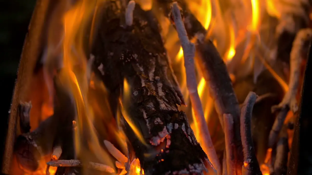 Blazing Campfire Coals In The Evening