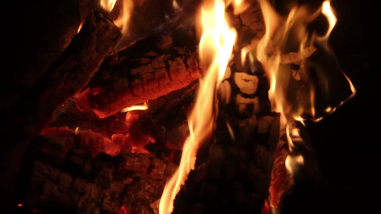 Closeup Of A Fireplace Logs Burning 4k