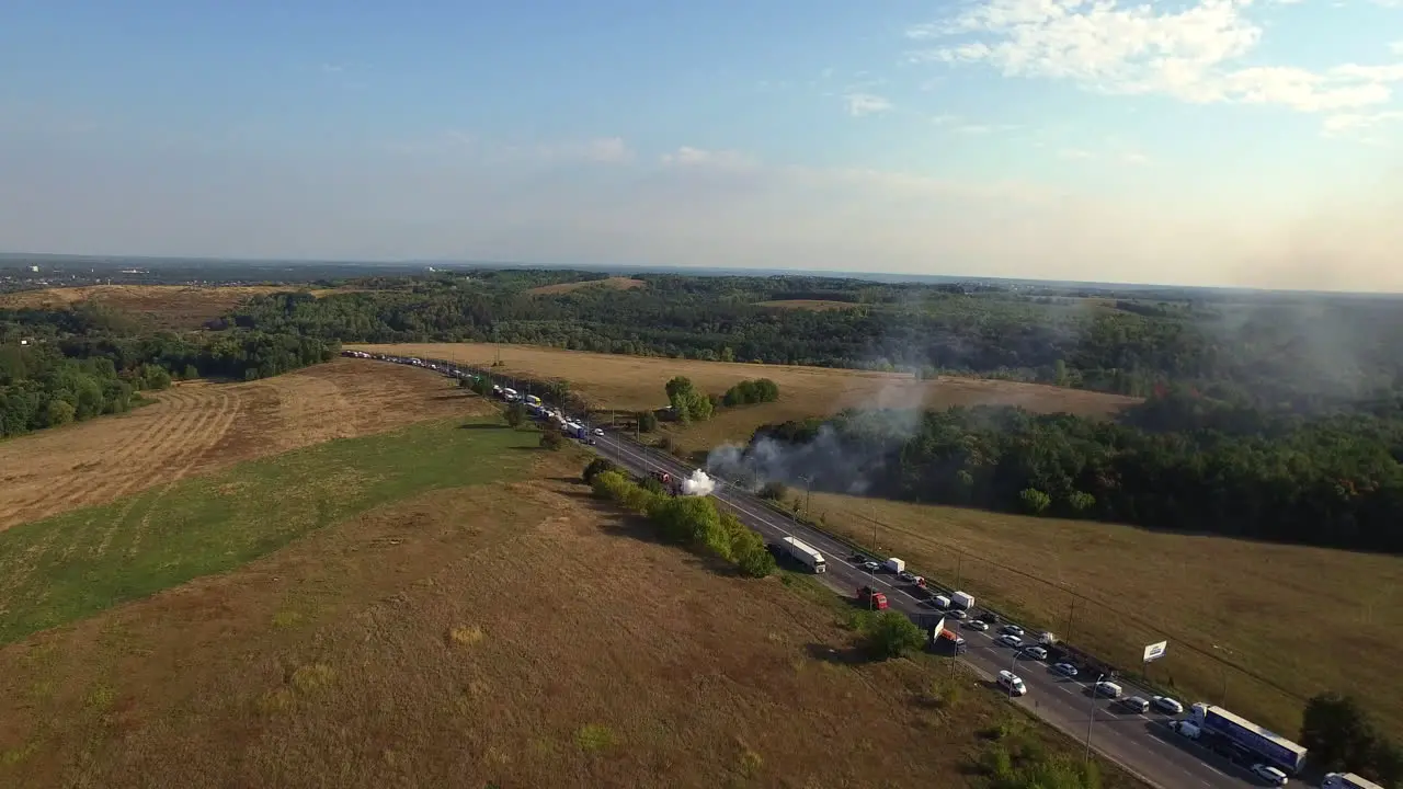 Traffic jam on country road