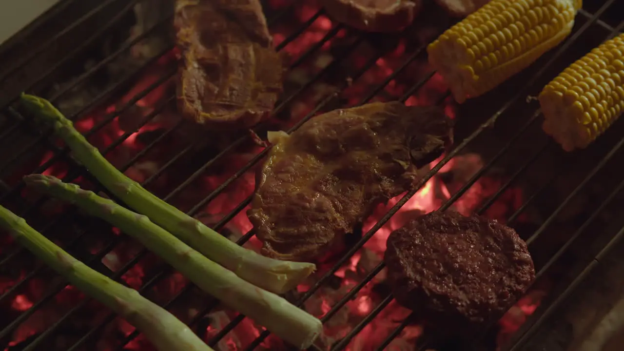 Grilled vegetables and meat for picnic