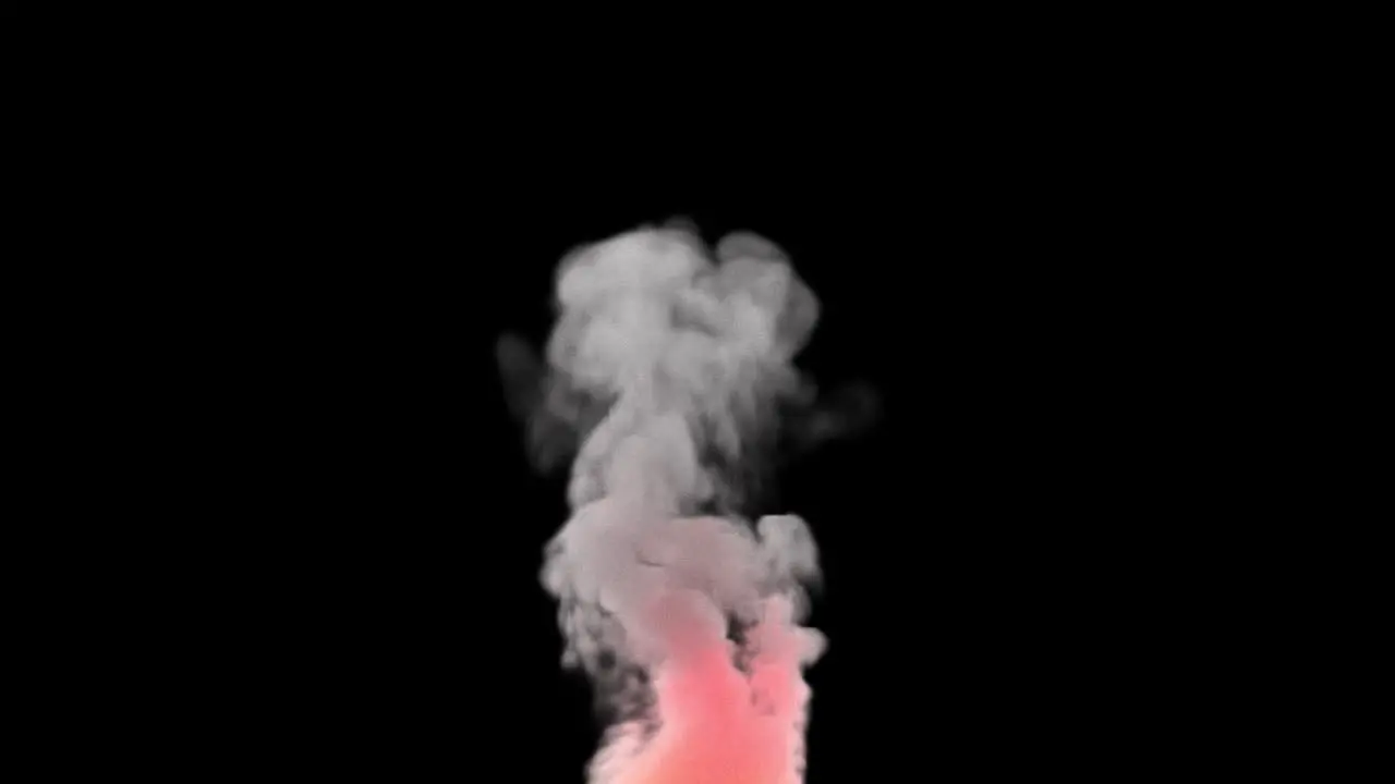 Pink rose octane smoke effect rising up on black background animation