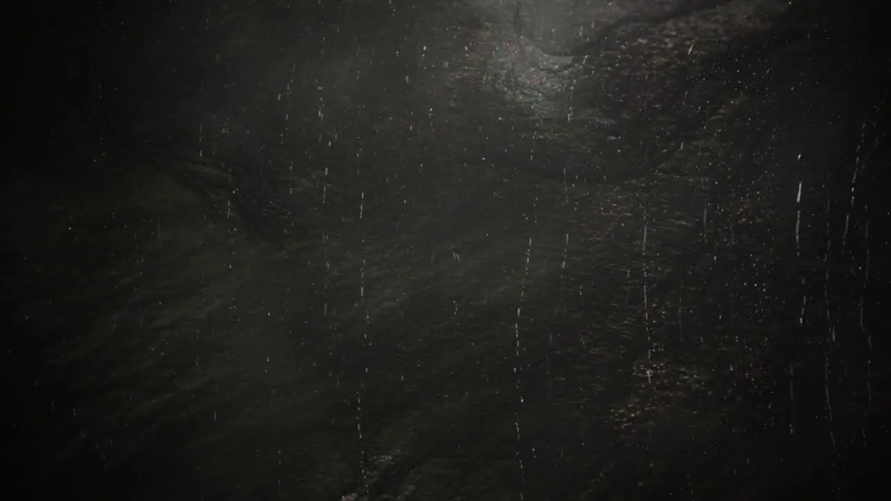 Cinematic background with rain on dark wall and motion camera 2