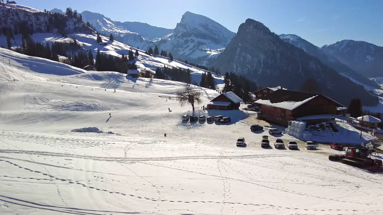 Ski slopes in the Swiss Alps on a beautiful day