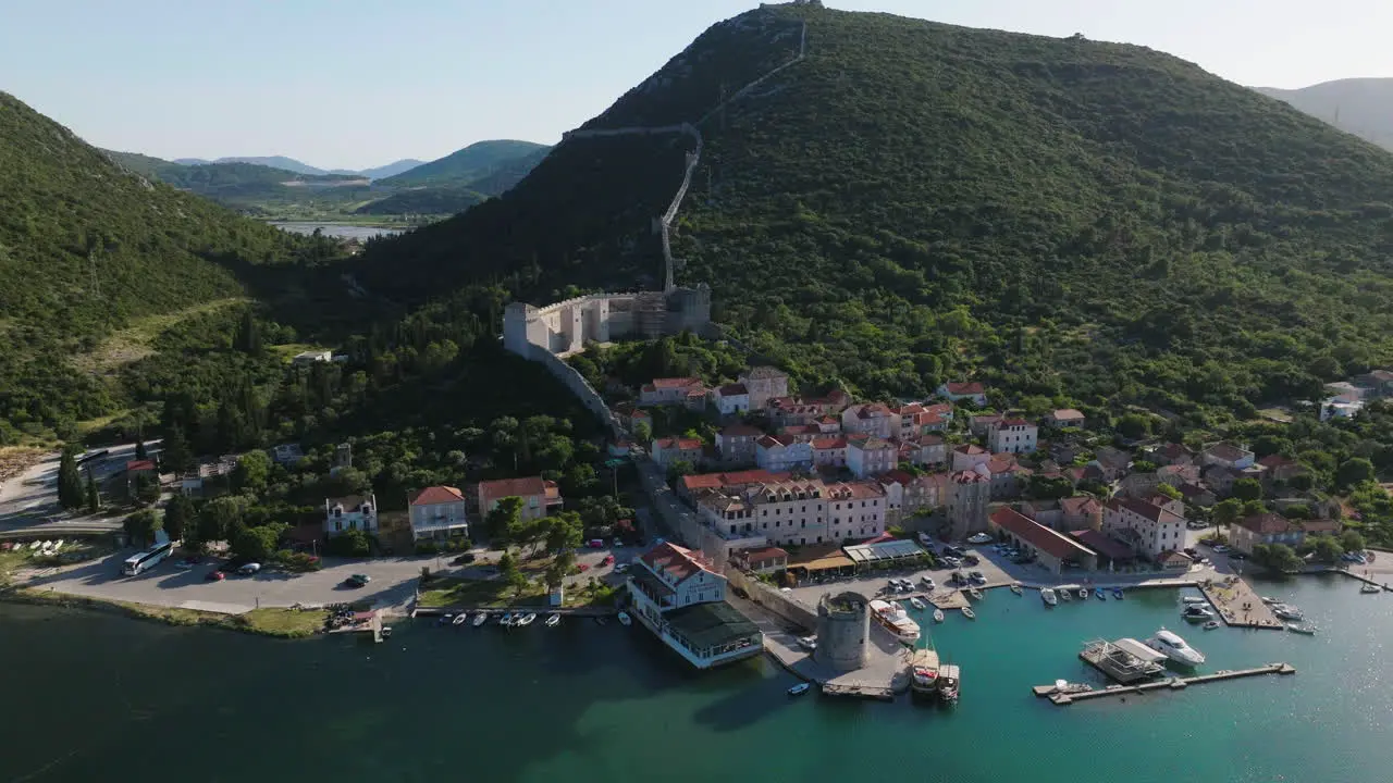 AERIAL Shot of the town of Ston in Croatia Europe