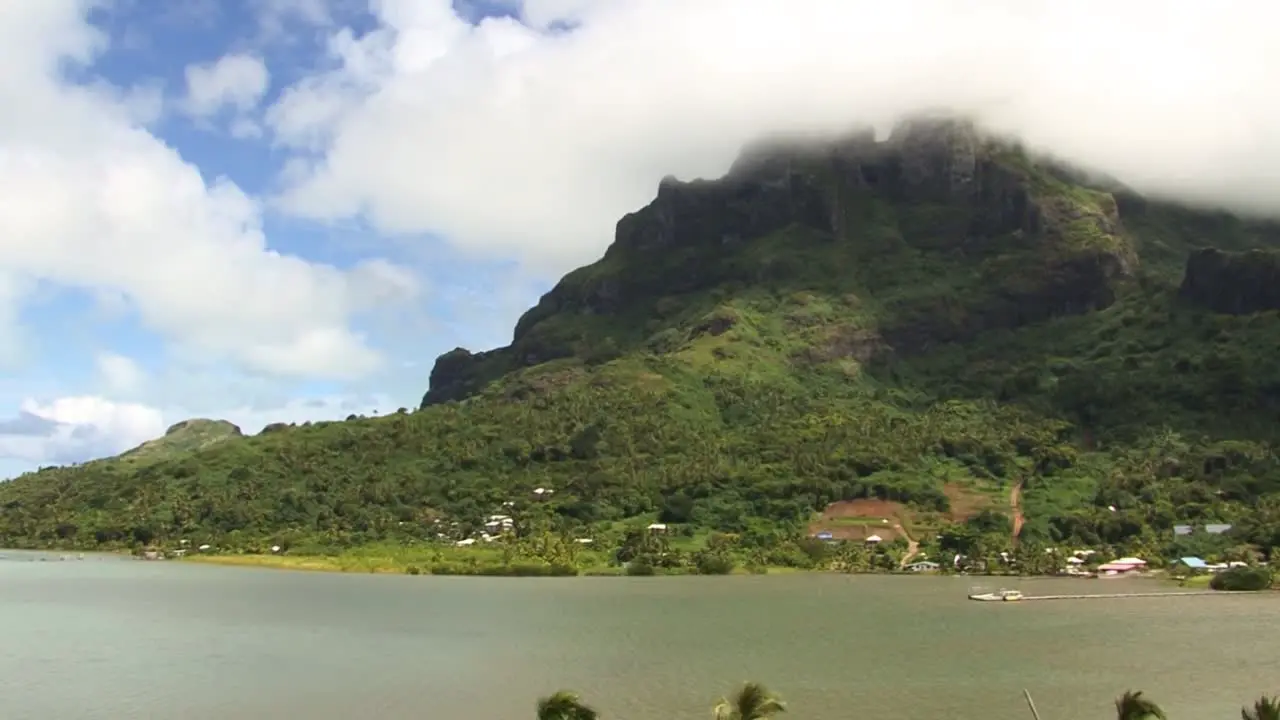 Mount Otemanu covered by clouds in Bora Bora French Polynesia