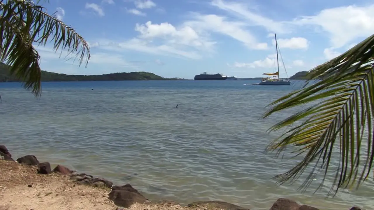 Cruise ship in the bay of Bora Bora French Polynesia