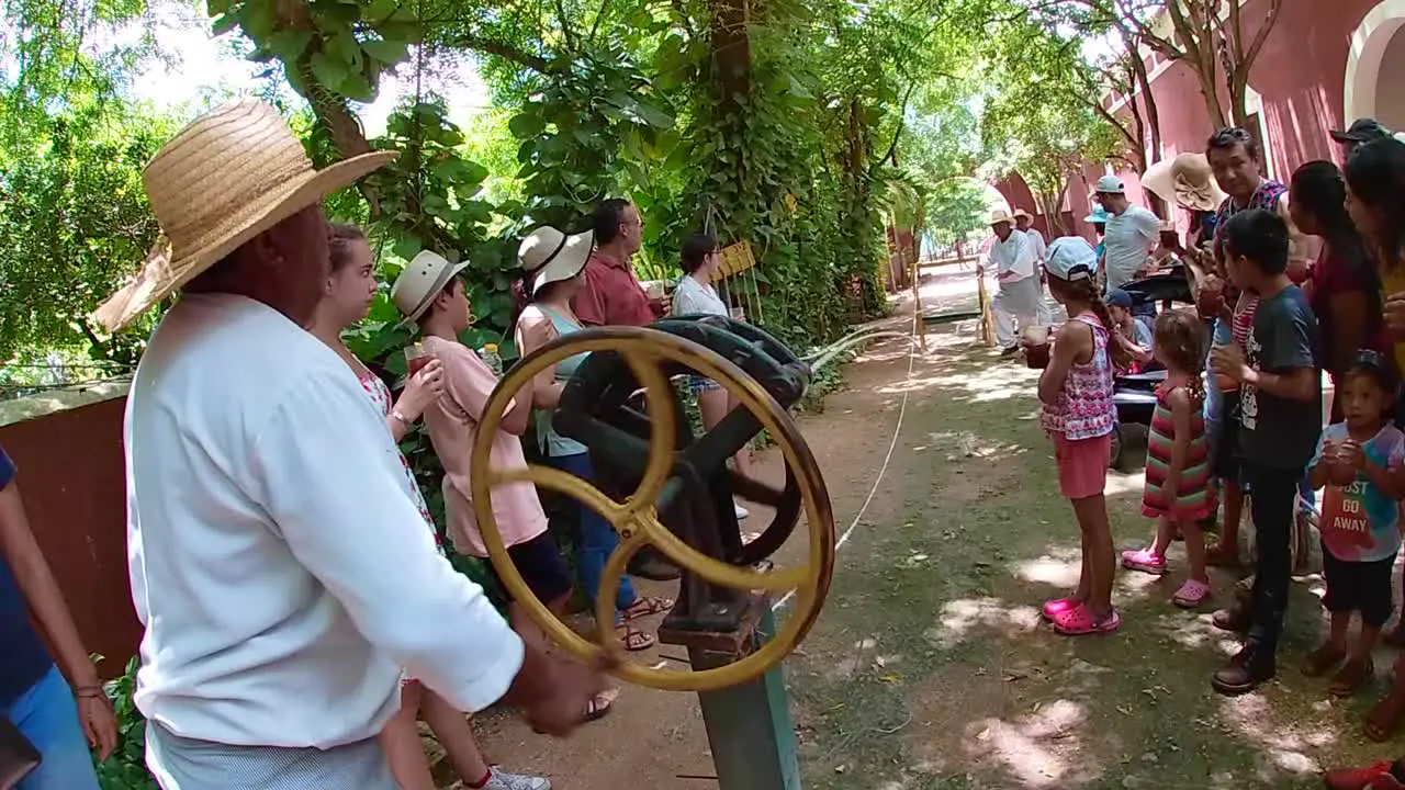 slow motion traditional elaboration process of henequen strings in a farm in the state of Yucatan