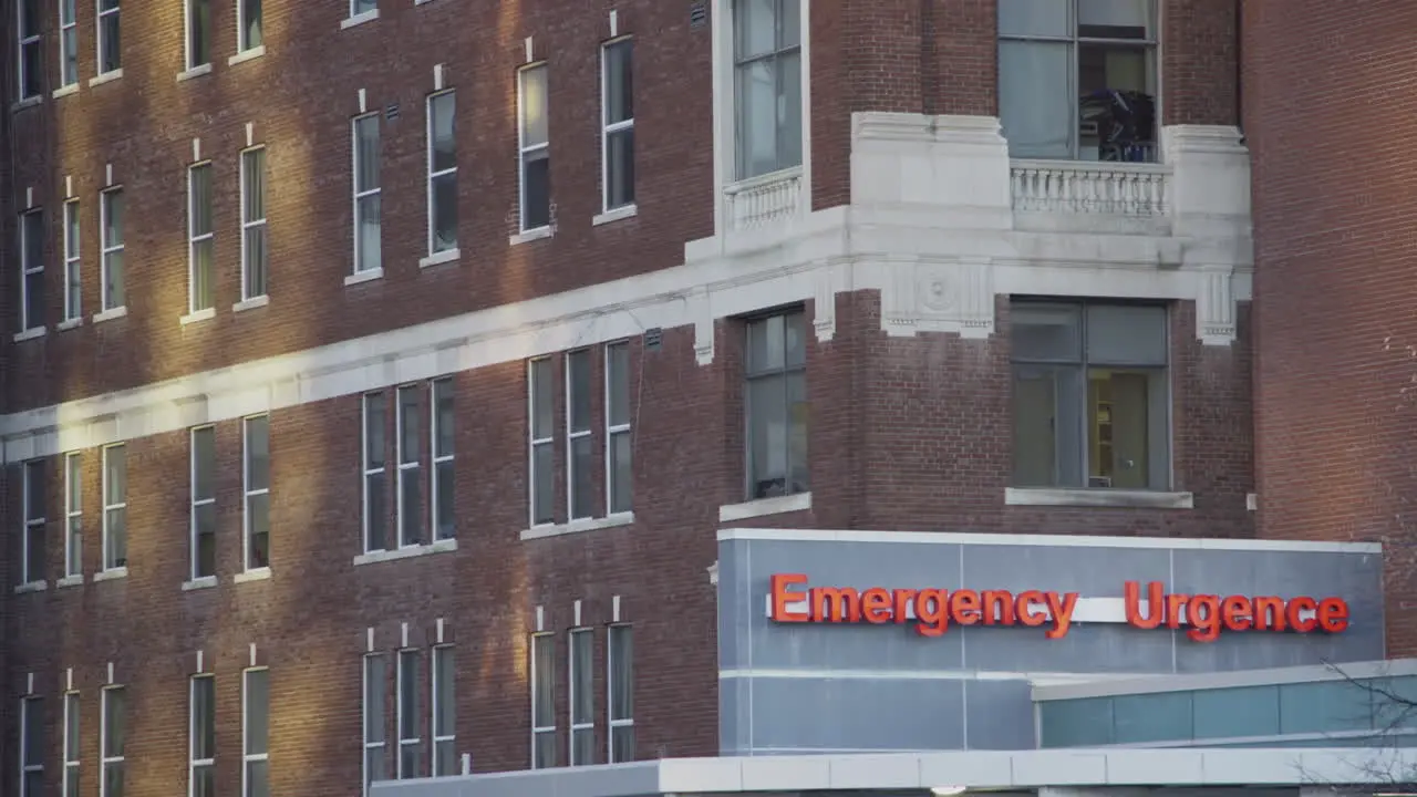 The emergency sign on the outside of a hospital