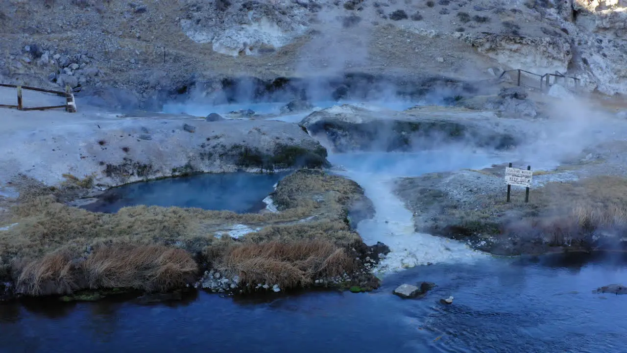 Flyover Steaming Hot Spring Hot Creek Geological Site Travel Destination Aerial