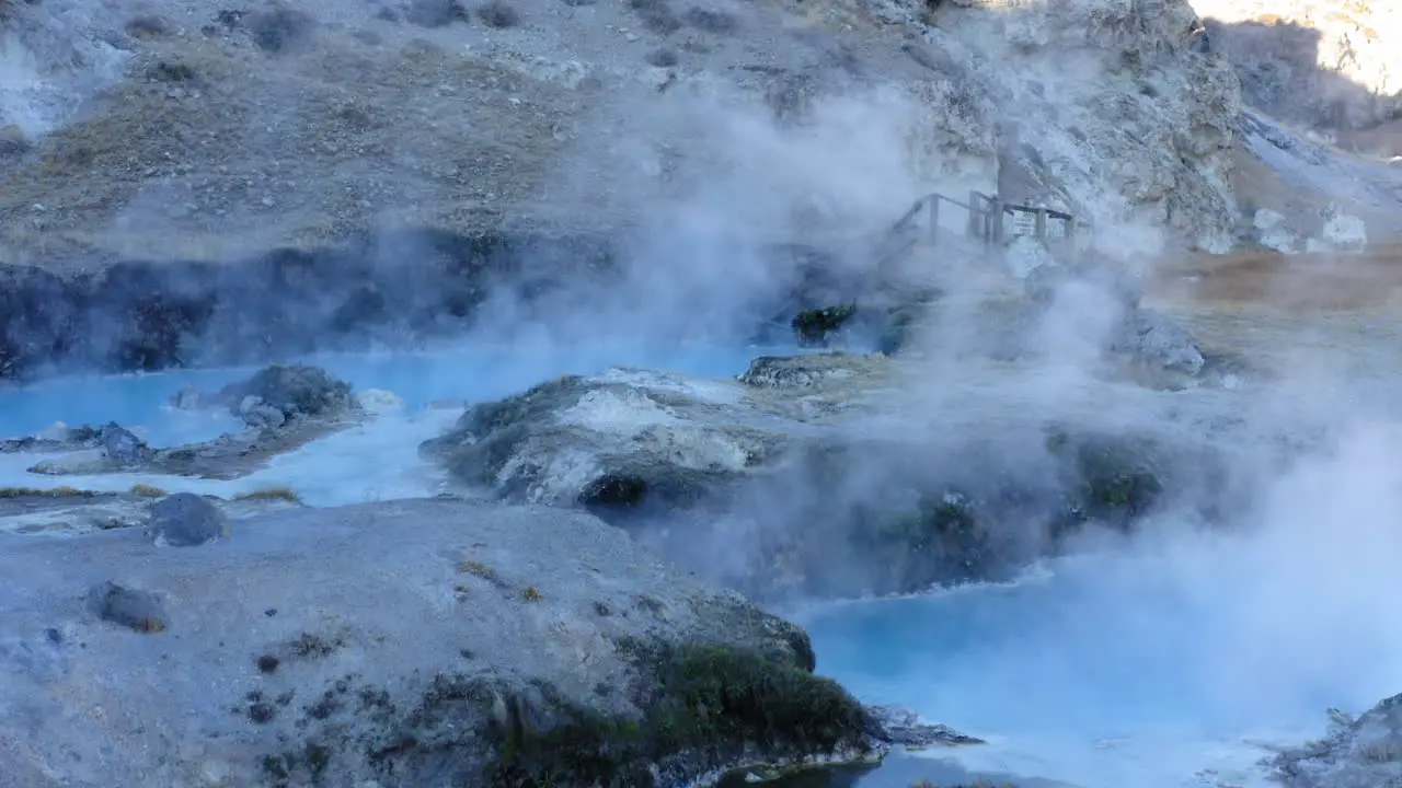 Famous Steaming Hot Spring Hot Creek Geological Site Travel Destination Aerial Flyover