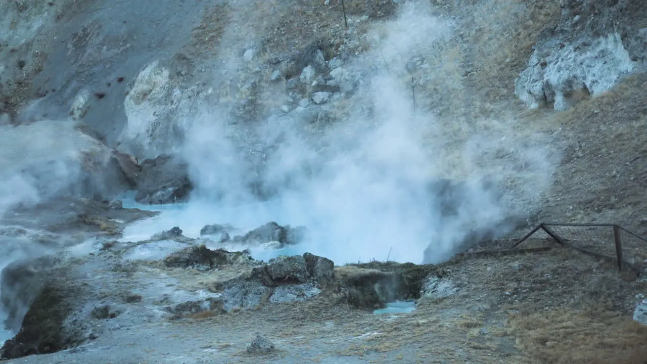 Heavy Steaming from Hot Spring Hot Creek Geological Site Inyo National Forest Slow Motion