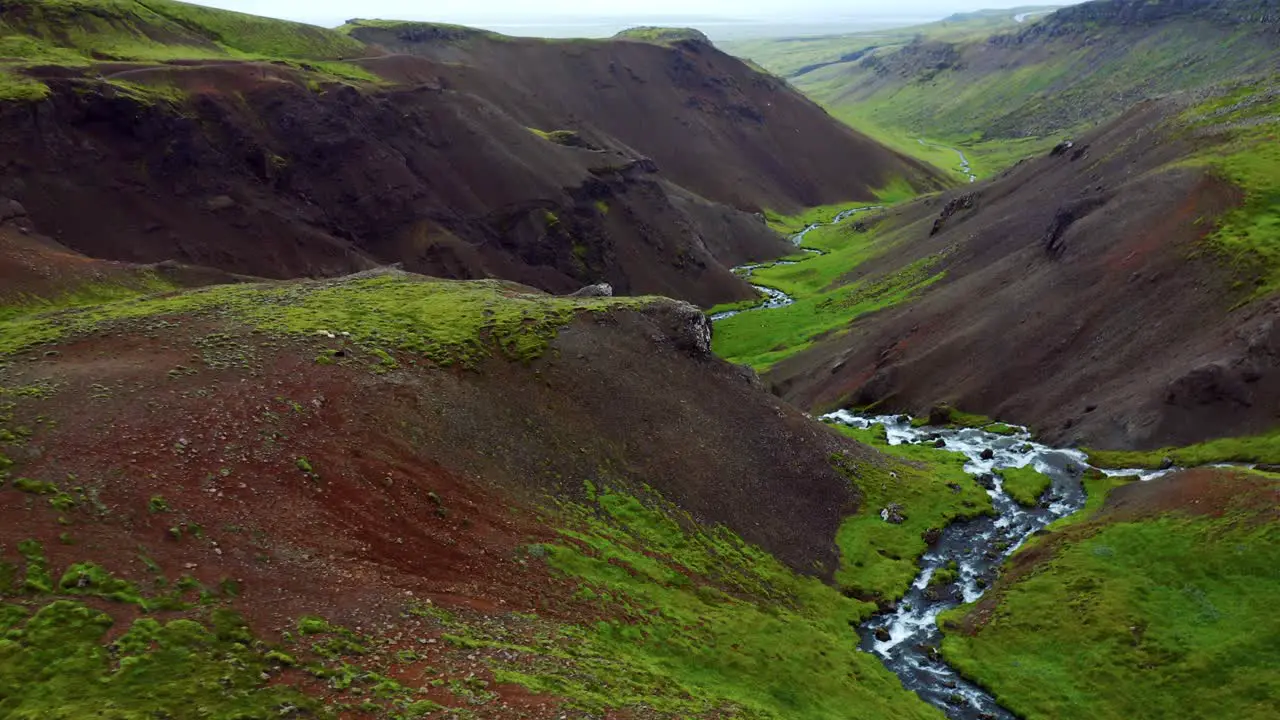 Panoramic View Of Reykjadalur Valley With Flowing Hot Spring River In Iceland