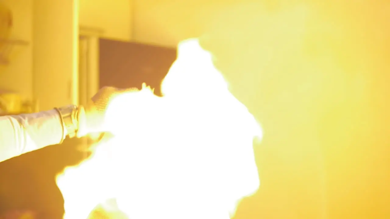 Popping the balloon with fire explosion