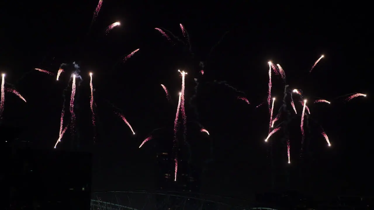 Night fireworks stadium in Melbourne Australia Docklands