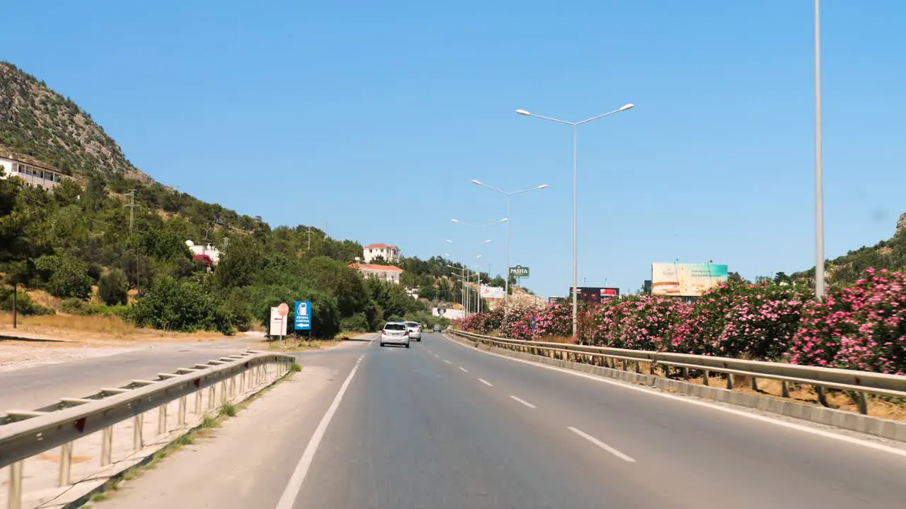 POV Driving Along Highway Road In Nicosia