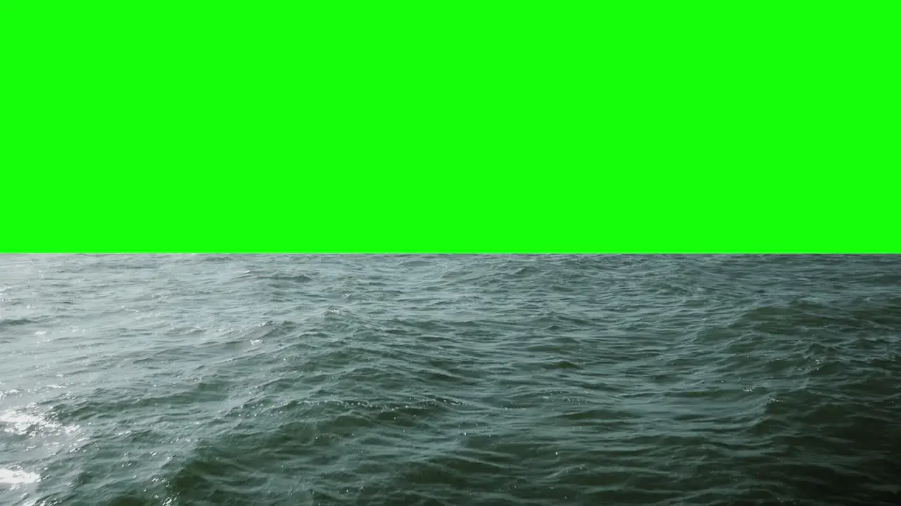 Slightly green Ocean horizon center of screen with green background