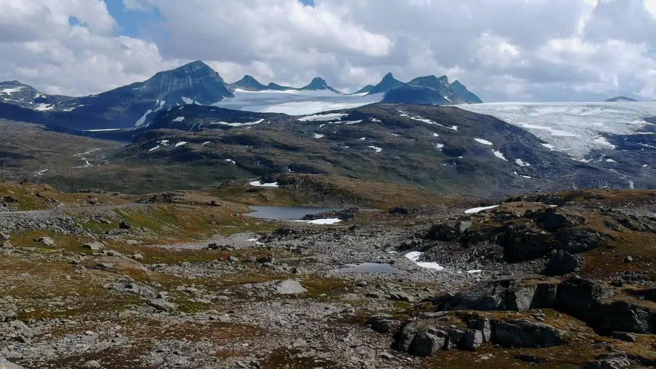 Glacier in Norway shot from a drone