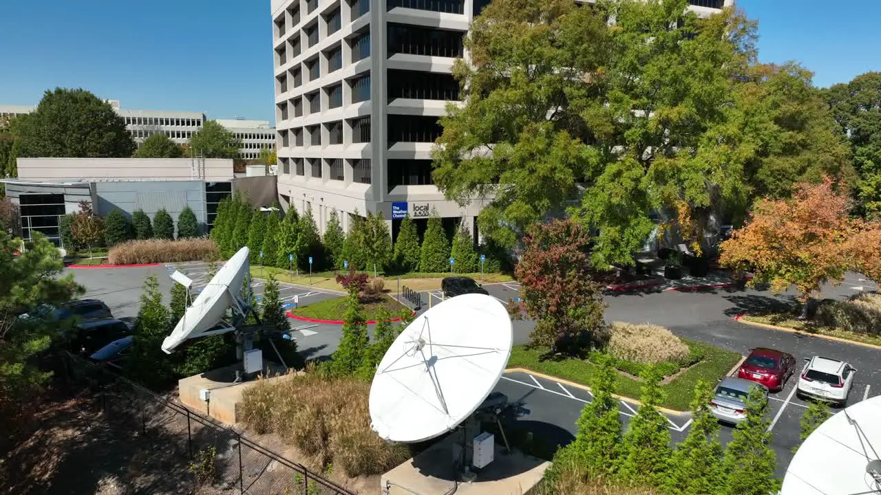 Satellite dish communications at The Weather Channel