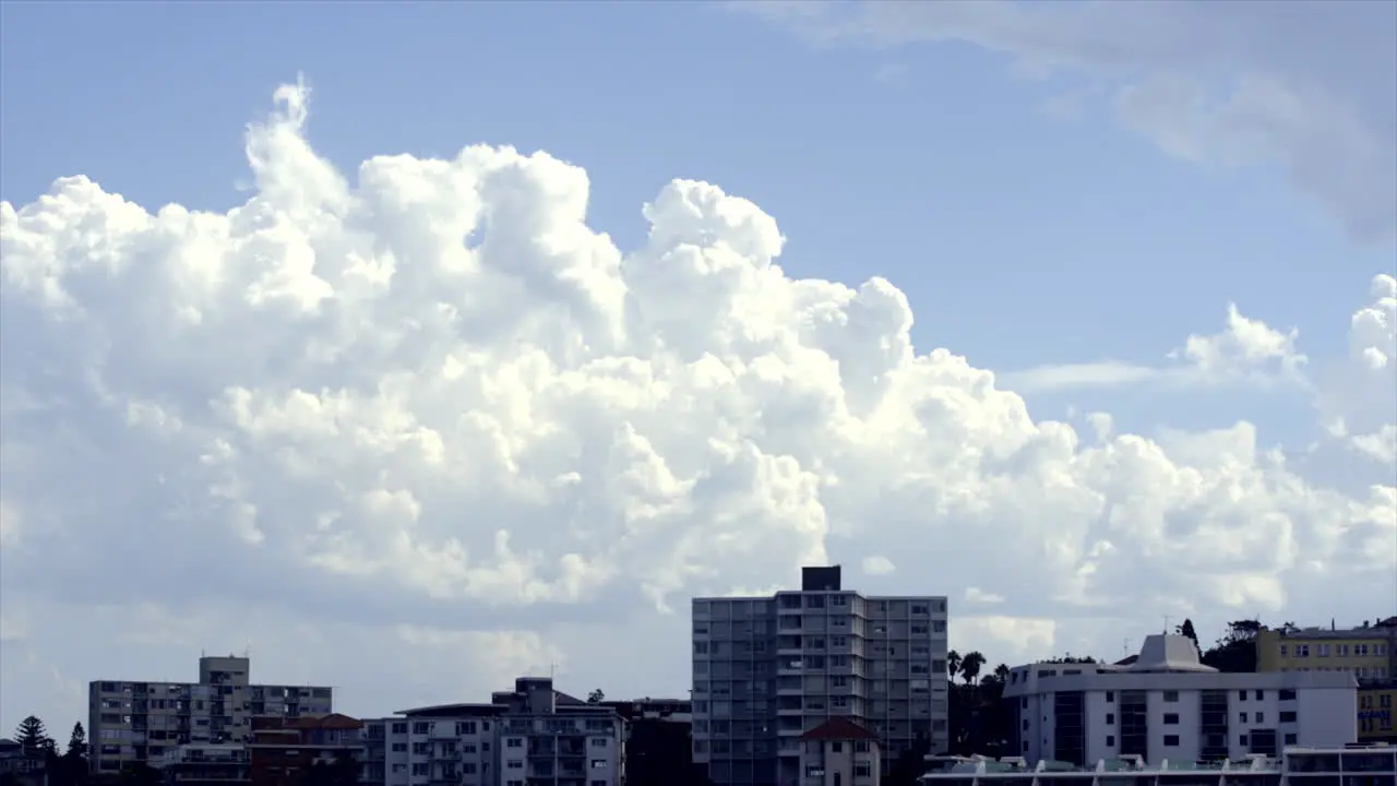 Time Lapse White clouds moving across the sky over Bondi Australia