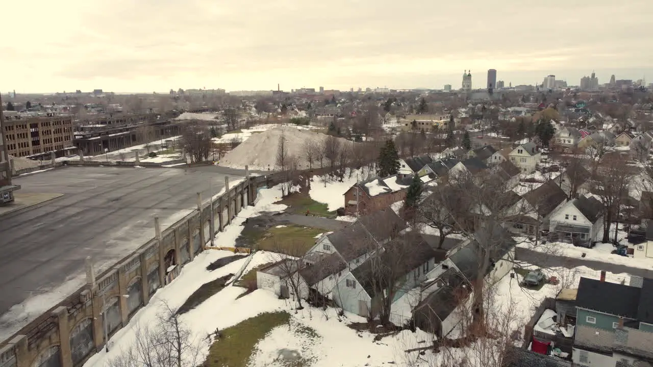 Late afternoon in aerial capture over the city of Buffalo in New York United States of America