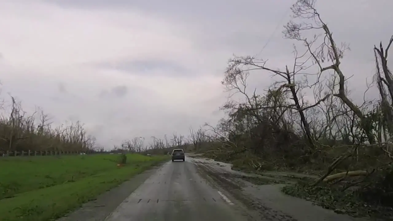 Driving in the highway two days after Hurricane Maria destroyed Puerto Rico