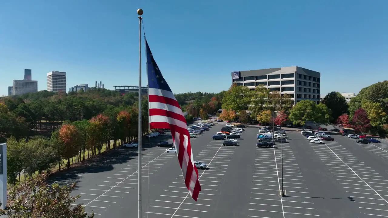 American flag at The Weather Channel office headquarters in Atlanta Georgia