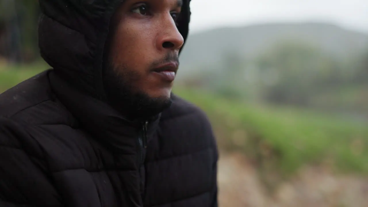 Man thinking and hiking in morning for adventure