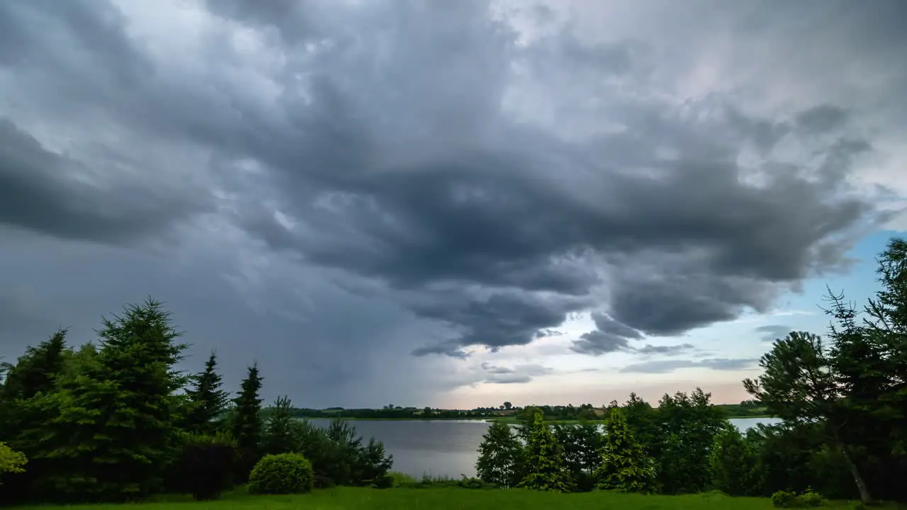 Time Lapse Storm Clouds Over Lake