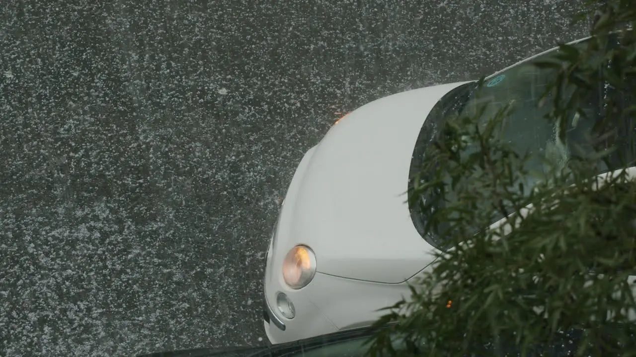 Heavy hailstorm in the city