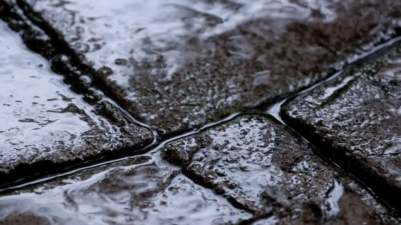 Rain drops dropping onto the cement floor