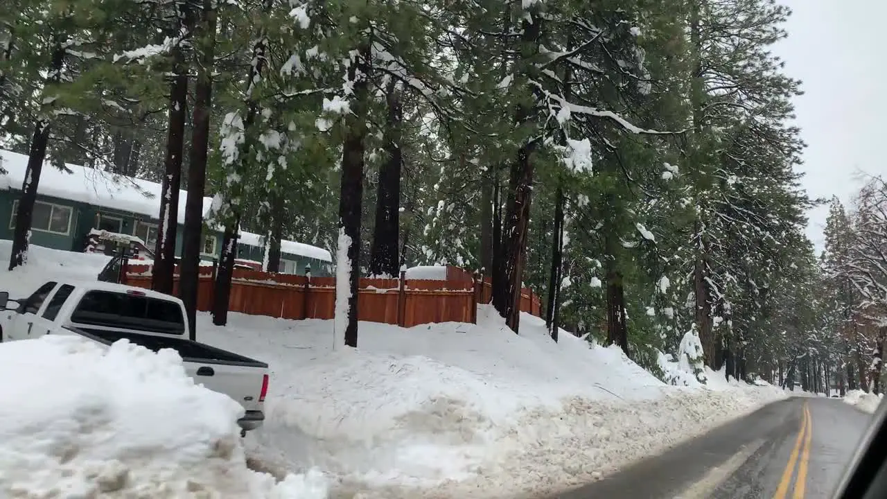 Driving through snow covered streets