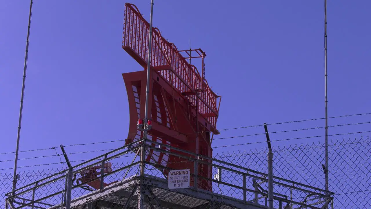 Radar dish at airport spinning