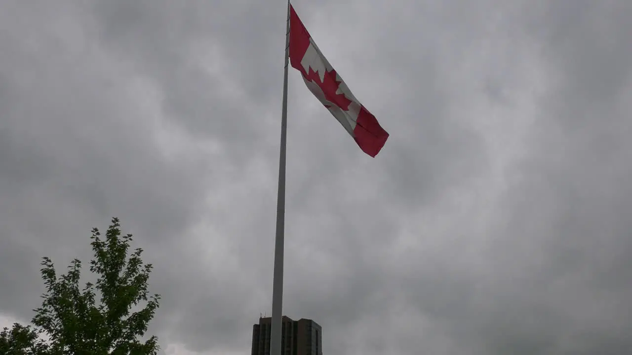 Canadian flag blowing in wind