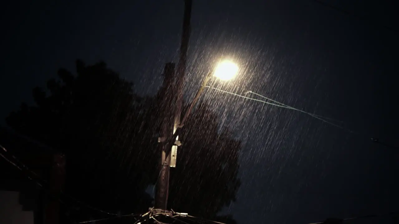 Lamp post under the rain