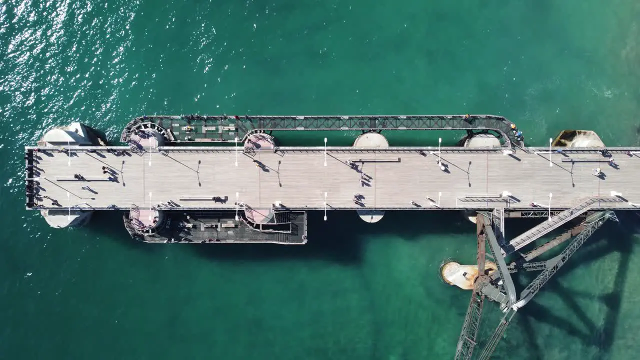 Aerial view of Vergara Pier Muelle Vergara in Vina Del Mar coastal city in Chile