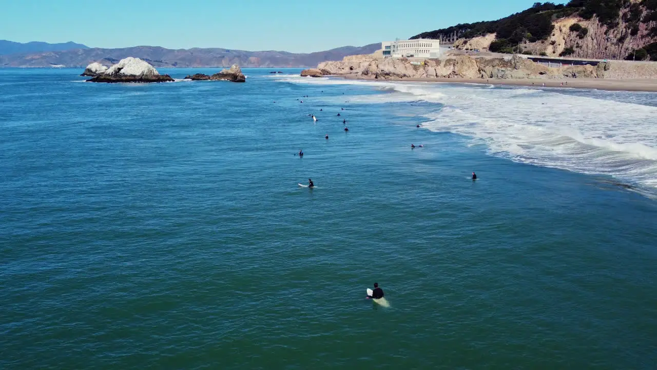 San Francisco Ocean Beach Surfing Spot With Surfers In California USA